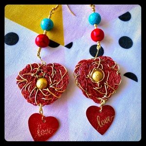 4.2” Mended Heart of Gold Shoulder Duster Earrings